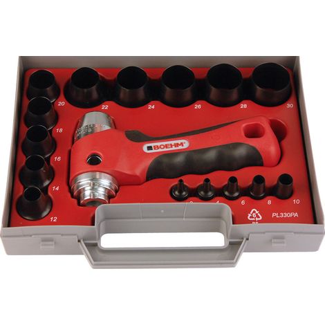 Coffret emporte-pièces découpe joints 3-30 mm – Poignée mandrin ergonomique – Découpe concentrique sans éclat – Fabrication française – Boehm