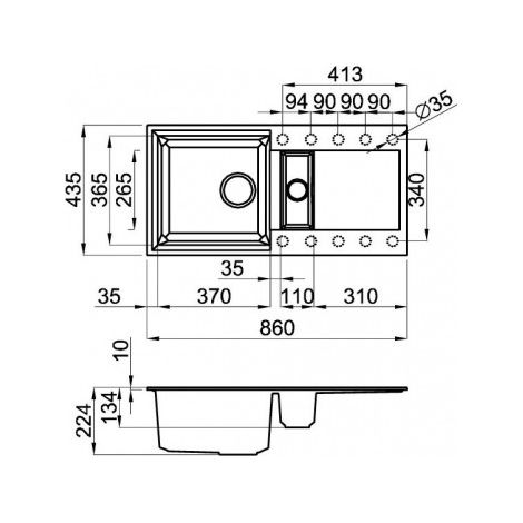 Lavello Elleci da incasso Easy 425 Metaltek 70 Ghisa LMY42570 (1/3)