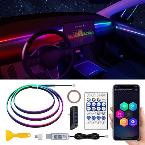 Tesla Model 3/Y LED Innenbeleuchtung RGB+IC mit USB Hub, 140cm Lichtstreifen (1/5)
