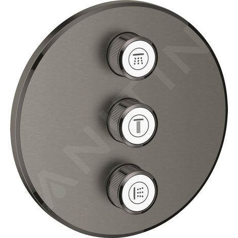Grohe – Panneau de contrôle encastré 3 sorties Hard Graphite brossé – Installation rapide avec technologie QuickFix – Débit 28 l/min – 29122AL0 (1/4)