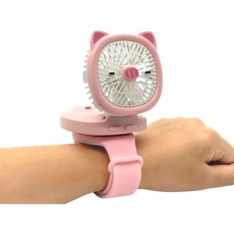 Ventilateur portable compact avec bracelet - Multifonctionnel - Usage quotidien - Rose (1/5)