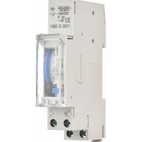 24-hour mechanical timer, 15-minute minimum timer, rail mounting, integrated battery, SUL180a AC220-240V Grey (1/4)