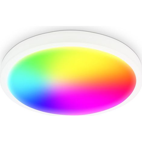 B.K.Licht - Plafoniera LED intelligente con controllo tramite app e controllo vocale, Plafoniera LED WiFi dimmerabile, Temperatura colore regolabile, Colori variopinti, Lampada, Lampada da soggiorno, (1/5)