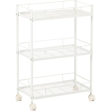 chariot de cuisine blanc en métal pour légumes et rangement - blanc mat élégant
