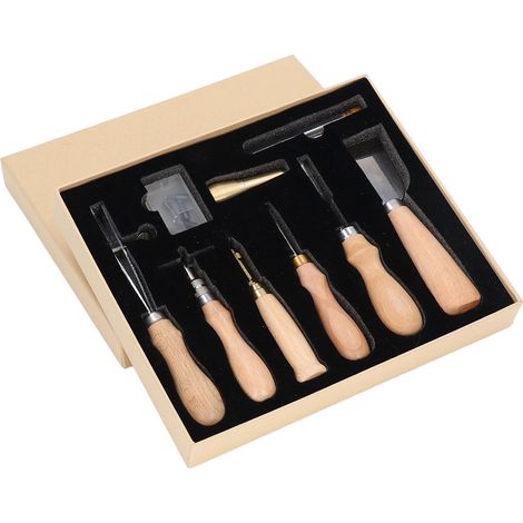 Coffret d'outils en cuir, kit de maroquinerie, kit de bricolage en cuir cousu main (1/5)