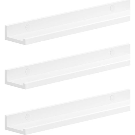 Songmics – Étagère murale flottante blanche – Lot de 3 – Longueur 60 cm – Panneau MDF résistant – Charge max 15 kg – Pour salon, bureau, salle de bain, cuisine (1/5)