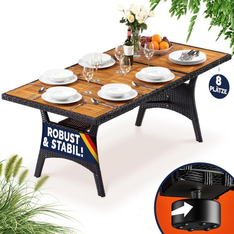 CASARIA® 8 Person XL Poly Rattan Garden Table with Shelf 190 x 90 x 74cm Weather Resistant Outdoor Patio Dining Furniture Lawn Patio Deck Balcony Black (1/5)
