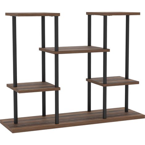Estantería para plantas de 4 niveles en metal y madera 80 x 24 x 61,5 cm negro carbón MODENUIT (1/5)