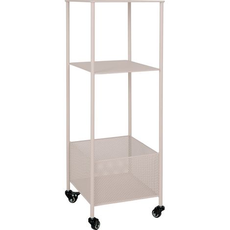 Carrello portaoggetti Torres in acciaio sabbia 3 ripiani 35x35x100 cm