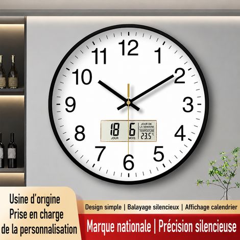Horloge murale silencieuse design épuré simple face pour salon chambre et bureau 10 g – Livraison gratuite (1/5)
