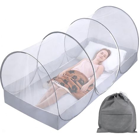 Moustiquaire de Voyage Pop Up - Légère et Pliable - pour Le Camping, Les Voyages et la Maison - Protection à 360° avec Fermeture éclair - Montage Facile et Respirante (B) (1/5)