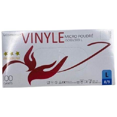 Gant vinyle micro-poudre mediprotec large taille 8/9