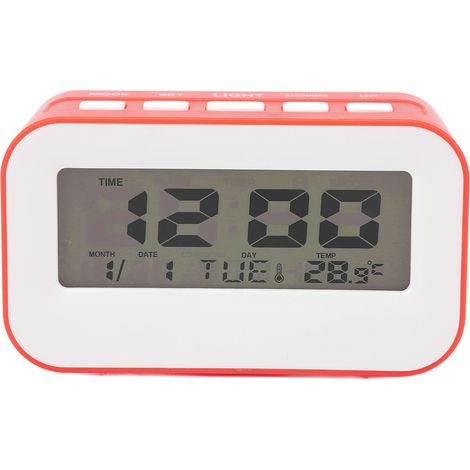 Réveil Enfant LCD Rouge avec Rétroéclairage, Alarme Musicale, Minuteur, Compte à Rebours, Rappel Anniversaire, Horloge Digitale (1/5)