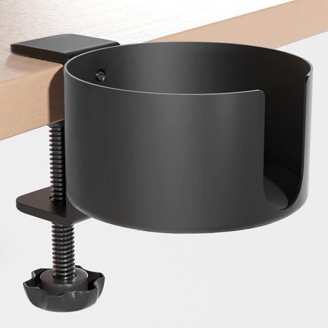 Porte Gobelet Bureau, Réglable Porte Gobelet Boisson Bouteille à Clip en Aluminium, Porte Tasse Anti-Renversement & Antidérapant pour Le Bureau ou la Maison (Noir) (1/5)