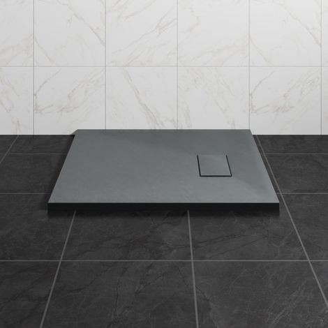 NRG 800 x 700mm SMC Anthracite Rectangle Slate Effect Bathroom Shower Tray