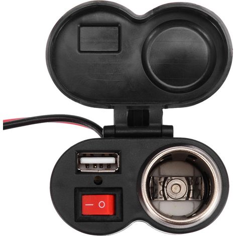 Accessoires moto : allume-cigare étanche, chargeur moteur 12 V/24 V, double port USB avec interrupteur. (1/5)