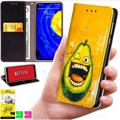 Custodia a portafoglio per Oppo A5 5G - stampa bluemoon + vetro 9H (1/5)