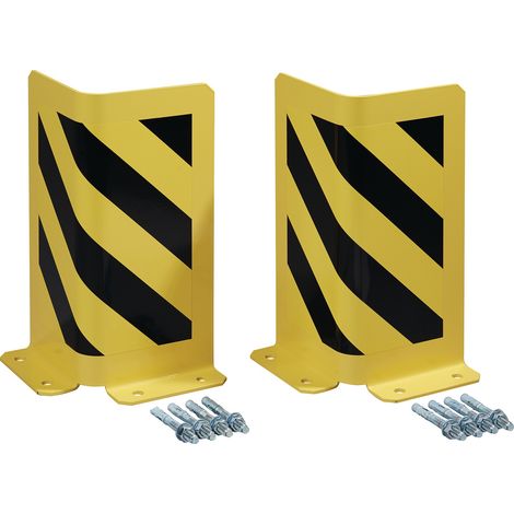 Coin d'angle H400xL175/175mm en forme de L en acier bleu foncé/noir et jaune VE=2 pièces