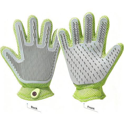 Gant de toilettage 2 en 1 pour chats et chiens, gant double face pour enlever les poils, brosse douce de démêlage et massage, accessoire pratique pour entretien du pelage (1/5)