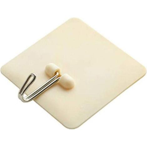 Adhesive Hook Facile à Installer sans Percer - Fixation Solide Carrée 6cm pour Cuisine Salle de Bain - Lot Organisation Maison Beige