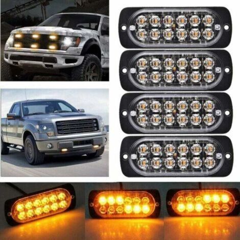 12 LED Auto-Blitzwarnleuchte – 12V-24V Fahrzeug-Lichtleiste – Sicherheits-Blinkleuchte für Autos, Nutzfahrzeuge, Boote, Anhänger, Wohnwagen