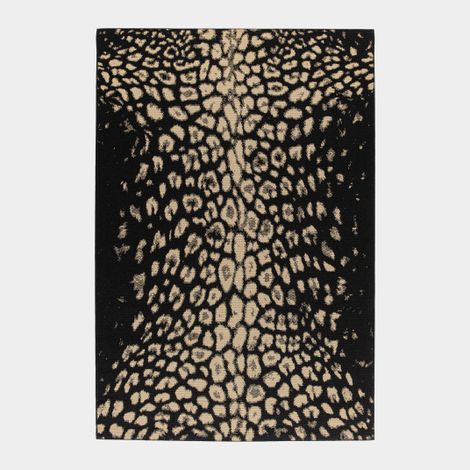 Tapis de salon ou chambre - Léopard - Noir et doré - 120 x 170 cm