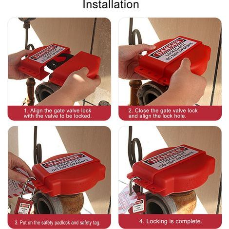 Serrure Valve LOTO de Sécurité pour Isolation d'Énergie 25 à 165mm (PP, Rouge) (1/5)