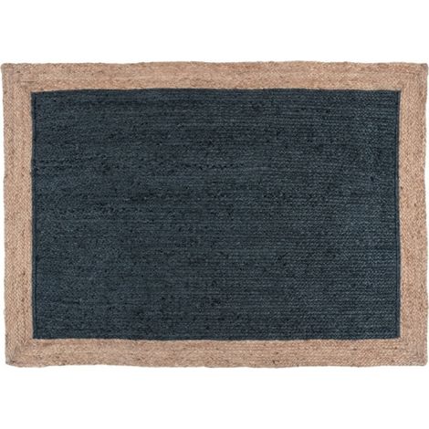 Tapis 160x230 cm en jute naturelle et teinté bleu foncé - CAPRI 6118 (1/5)