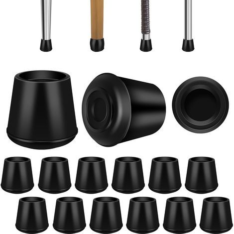 Embouts de pieds de chaise ronds en caoutchouc de 2,5 cm, protecteurs de sol pour pieds de meubles, antidérapants, réduisant le bruit pour les planchers de bois franc (noir, paquet de 12) (1/5)