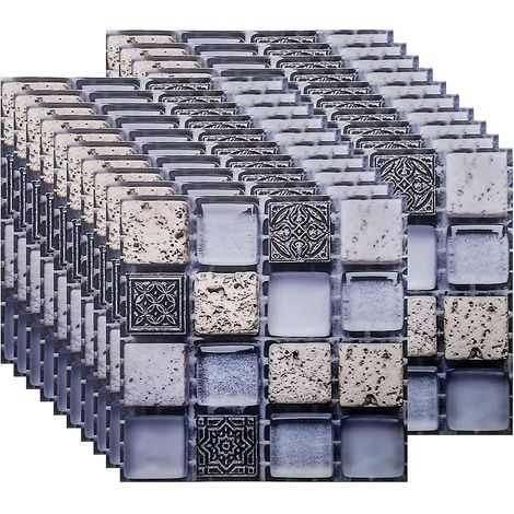 20pcs(10 X 10 Cm / 4 X 4 Pouces)  Autocollant Carreau, Auto-adhsif Autocollant Fond D'cran Rsistant  La Chaleur Tanche Dosseret Pour Cuisine Salle