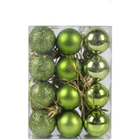 Boule de Noël décoration de l'arbre de Noël 24 pièces décoration de l'arbre de Noël plastique boule de Noël boule de l'arbre de Noël jusqu'à 3cm vert clair