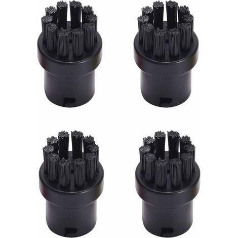 4 Pack Replacement Round Cleaning Brushes for Karcher SC1 SC2 SC3 SC4 SC5 SC7 Steam Cleaners (Black) (1/4)