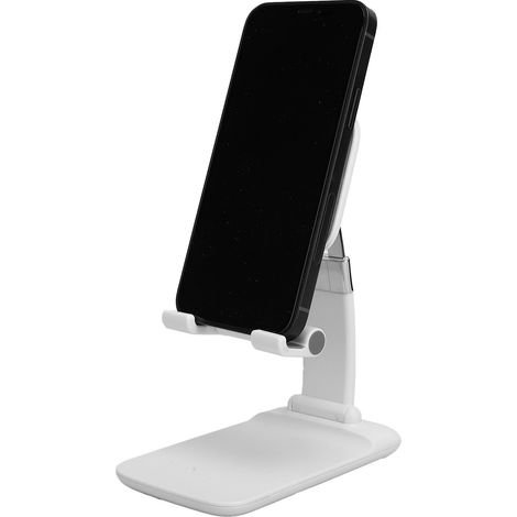 Support de bureau réglable pour téléphone portable et tablette, support pour cours en ligne et webdiffusion, blanc (alliage de zinc) (1/5)