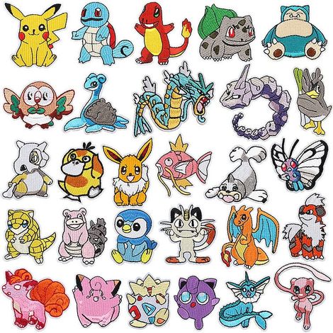 28 autocollants en tissu brodés Pokémon (dessin animé) (1/5)
