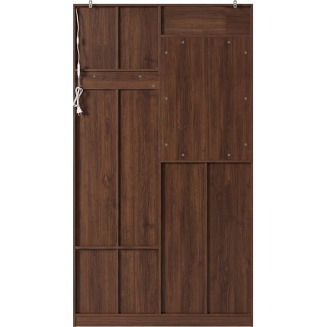 Armadio appendiabiti da ingresso con specchio, panca e scarpiera 100x35x180 cm MDF noce HOMVRA (1/5)