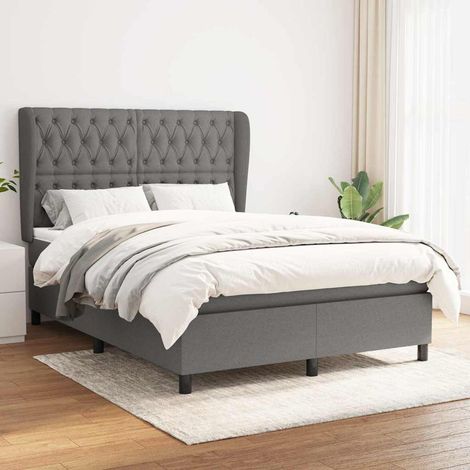 Sommier à lattes de lit avec matelas Gris foncé 140x200cm Tissu (1/5)