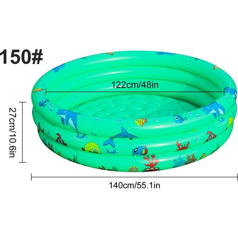 (Vert, 150) Piscine gonflable ronde, en PVC épais, pataugeoire d'été extérieure. (1/4)