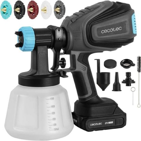 Cecotec Pistolet à Peinture à Batterie TotalPaint 4000 Liberty avec 800W de Puissance, Précision de 14kPa, Inclut 4 Buses (1/5)