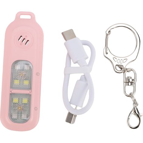 Porte-clés alarme de sécurité, 130dB, lumière LED 3 couleurs, étanche, défense personnelle, pour course nocturne, rose (1/5)