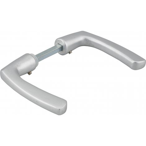 Paire de béquilles pour porte, carré 7x110mm, 1 portée, argent - (1/2)