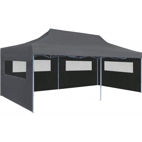 Tente de réception pliable Tonnelle de réception Barnum avec parois 3 x 6 m Anthracite 67451 (1/5)