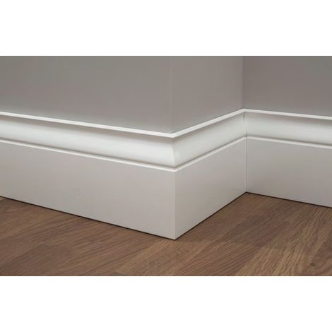 BATTISCOPA HELIZABETH 120X13 laccato bianco legno MASSICCIO/MASSELLO Zoccolino (prezzo al metro lineare) (1/2)