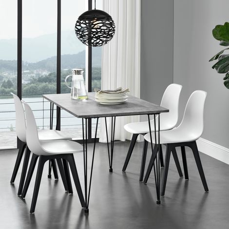 [En.Casa] – Table extensible pour 4 personnes – Pieds en acier épingle à cheveux – Dimensions 120 x 70 x 75 cm – Effet béton noir (1/5)