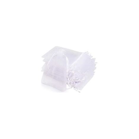 Sachets Organza, 100 Sachets Pochettes Transparent,10x15cm Cadeau en Organza Blanc avec Ruban Pour les cadeaux de Noël,Sacs Organza pour Bijoux Cadeaux Bonbons Marriage Anniversaire Faveur (1/5)