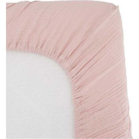 Fitted sheet - DOMIVA - 60x120 cm - Old pink - Cotton gauze