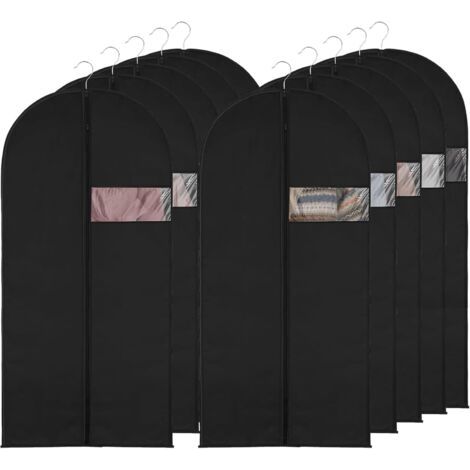 QORVA-Lot de 10 housses de protection pour vêtements à suspendre, 60 x 140 cm, avec fermeture éclair, résistantes à l'humidité et à la poussière, pour jupes longues et manteaux (1/5)