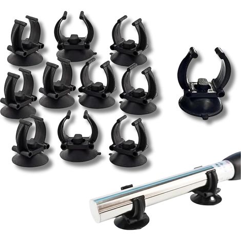 10Pcs Aquarium Suction Cup Clips, 18-22mm, Black, Universal Fish Tank Holders for Heaters, Pumps, Filters and Hood (1/5)