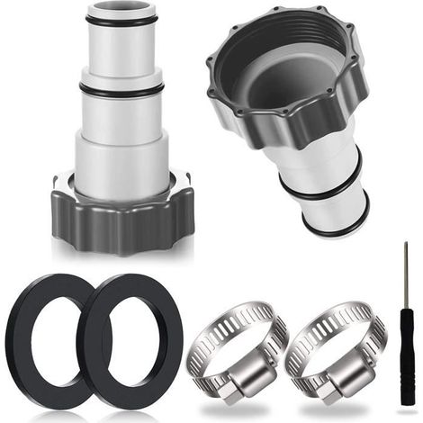 2PCS Adaptateur Tuyau Piscine, Adaptateur Piscine, Adaptateur pour Piscine Intex, Raccord pour Tuyau Piscine Ø 32 et 38 mm (1/4)