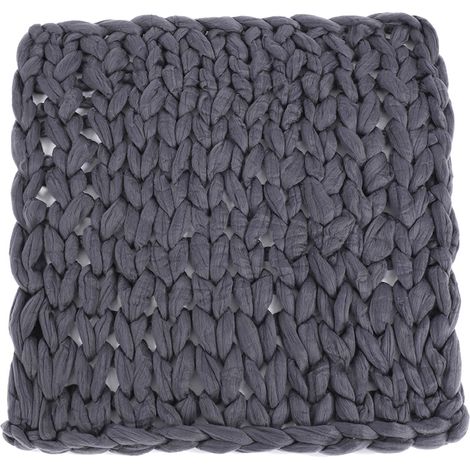 Couverture de canapé en grosse peluche tricotée, chaude, douce et très grande (Grise 60 60 cm / 23,6 23,6 po) (1/5)