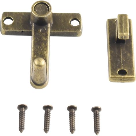Bronze sliding door latch with screws – Heavy-duty door latch for barn, garden, pet litter box and cupboard – 56 x 49 mm (1/5)